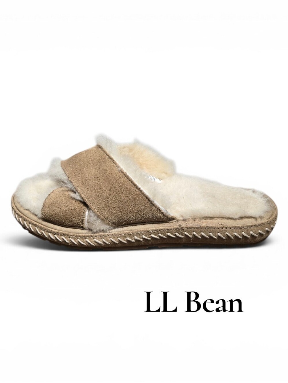 L.L. Bean Wicked Good Slipper SlidesShearling Slippers in Natural Taupe